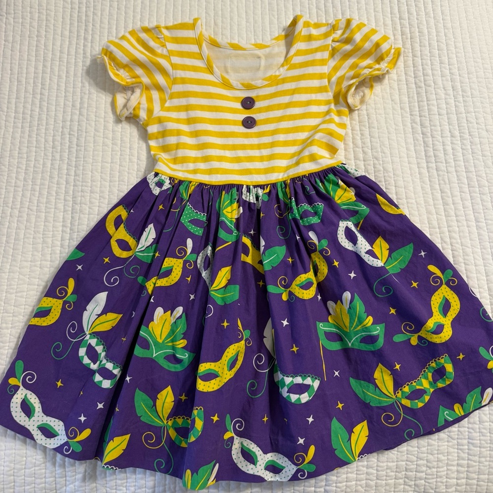 Eleanor Rose Mardi Gras Masquerade Mask Dress Girls Sz 4/5